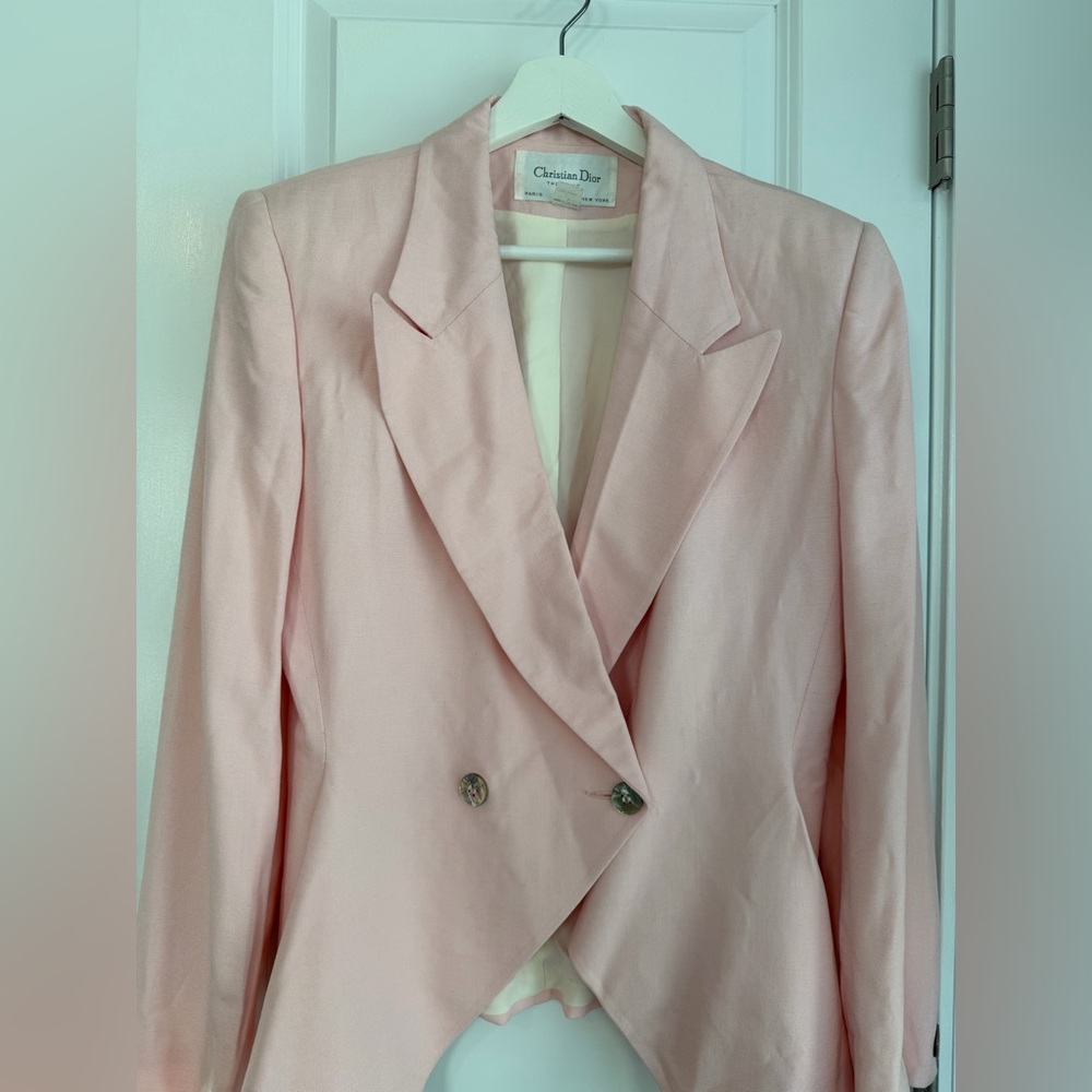 Vintage Christian Dior Peplum Blazer Light Pink Size 12 - Picture 2 of 13